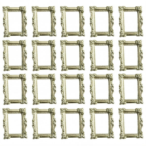 DESIGNICE 20Pcs Vintage Picture Frames,Retro Charm Small Picture Frames,Layered Look Gold Picture Frames,3.94"X1.58"
