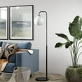 thumbnail image 3 of Evelyn&Zoe Harrison Arc Floor Lamp with Glass Shade, Blackened Bronze/White Milk, 3 of 10