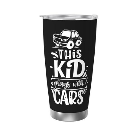 

This kid plays with cars 20 Oz Water Bottle Insulated Tumblers Stainless Steel Cups Double Wall Tumbler with Lid