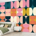 thumbnail image 2 of Peel and Stick Wallpaper Canvas Mid century geometric abstract simple shapes beautiful color palette Modern Art Wall Mural Decor Self Adhesive and Removable 69in x 98in, 2 of 6