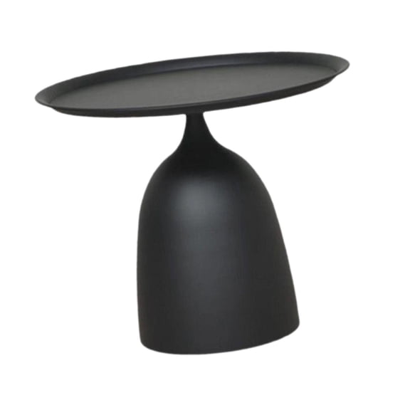 Mesa auxiliar redonda pequeña con base, mesa de bebidas multifunción para sofá o sillón. Forma corta negra