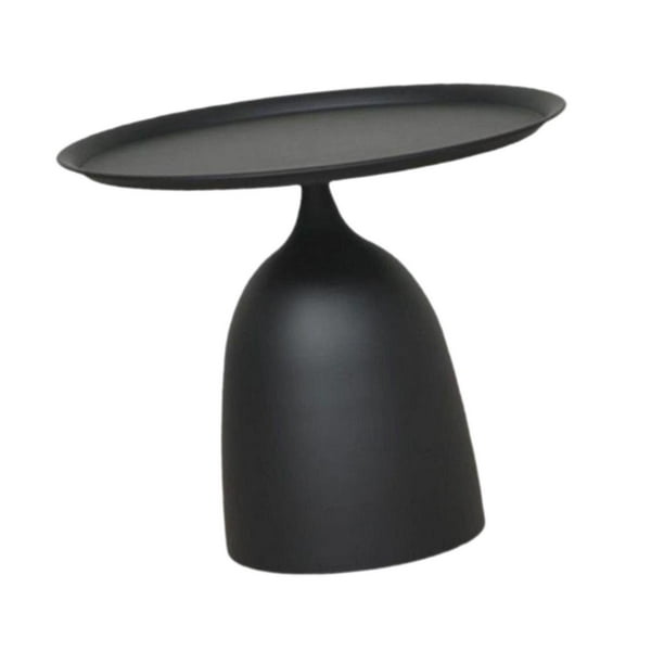 Mesa auxiliar pequeña, mesa de centro redonda negra, mesa de bebidas moderna, mesa de Martini para dormitorio, Patio, sala de estar, baño de esquina Forma corta negra