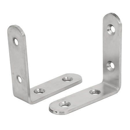 - 65mmx65mmx3mm Stainless Steel L Shaped Angle Brackets Shelf Supports 2pcs