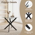 thumbnail image 2 of 35" Round Glass Dining Table, Paproos Dining Table for 4, Kitchen Table with Gold Plated Metal Legs, Minimalist Glass Dining Room Table for Kitchen, Black(Only Table), 2 of 6