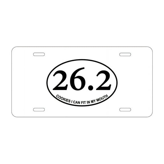 DistinctInk Custom Aluminum Vanity License Plate for Front of Car - 26.2 - Cookies I Can Fit In My Mouth