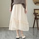 thumbnail image 5 of Falda midi Prolriy para mujer, dulce falda de encaje de doble capa, fluida, fina, de línea A, de cintura alta, de longitud media, para mujer, amarilla, XL, 5 of 8