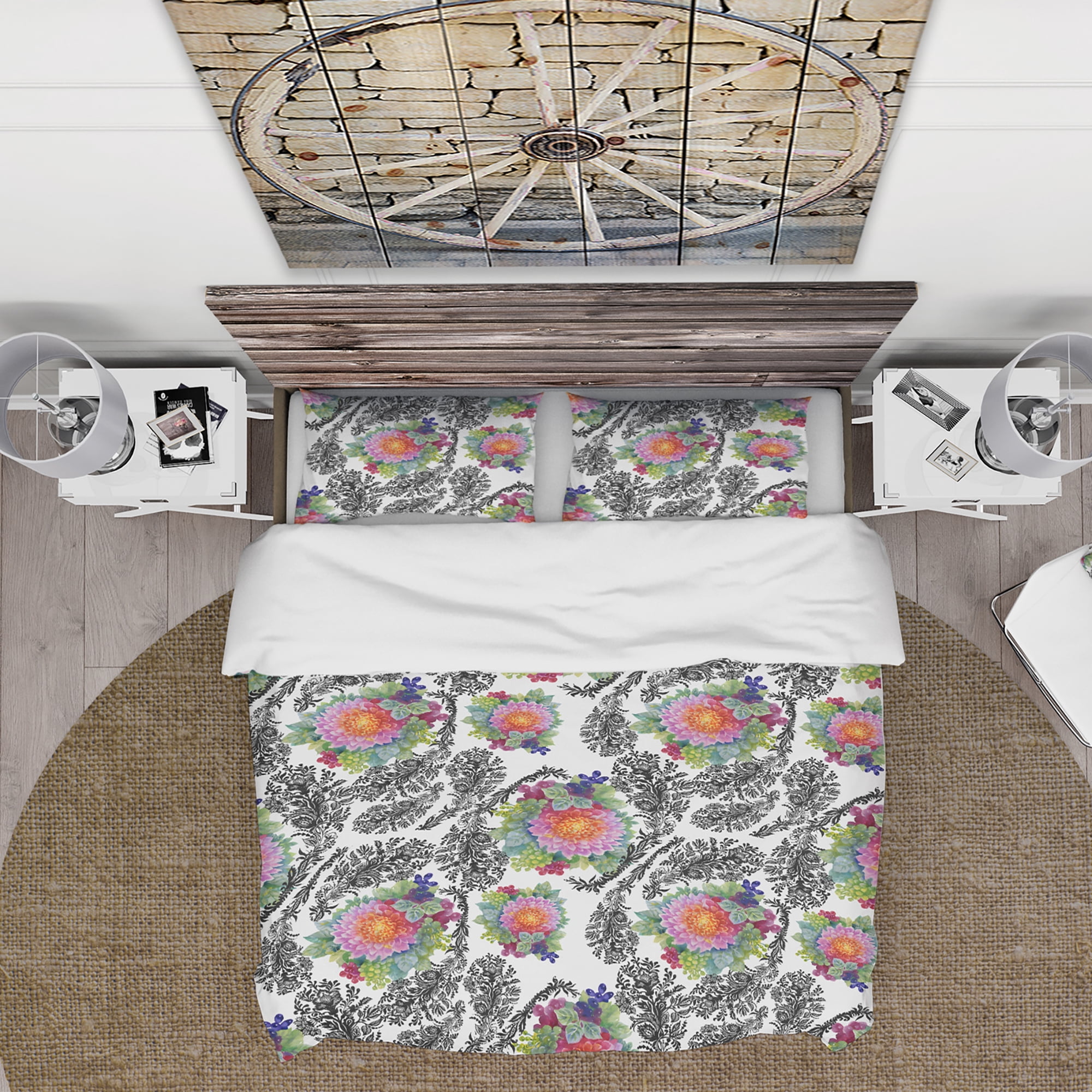 Designart 'Peony Flower Garden' Abstract Duvet Cover Set