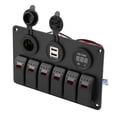 thumbnail image 2 of Ymiko Qiilu 12V 24V 6 Gang Switch Panel, Car Boat Marine LED Rocker Switch Panel Dual USB Voltmeter Lighter, 2 of 8