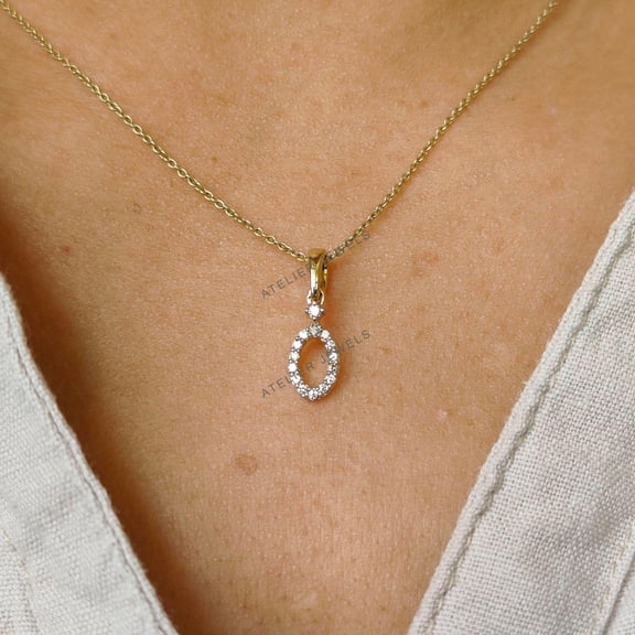 14K Gold Diamond Cluster Pendant Necklace: Dainty Yellow Gold