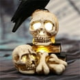 thumbnail image 5 of Drses‌‌ Halloween Skull Crow Lantern Jack-O'-Lantern With LED Lights Home Decorations, 5 of 7
