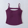 thumbnail image 2 of Built In Bra Tank Tops For Women Sevevn Women's Cutout Detail Crop Cami Top Sleeveless Spaghetti Strap Tank Top Purple M, 2 of 4