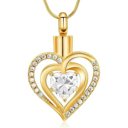 Birthstone Heart Cremation Jewelry Urn Necklace for Ashes Crystal Love Heart Cremation Jewelry Urn Ashes Keepsake