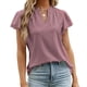 thumbnail image 1 of Camisa de manga corta con cuello en V, camisa con ojales y volantes para mujer Camisa de manga corta con cuello en V y volantes para mujer, estética elegante, 1 of 6