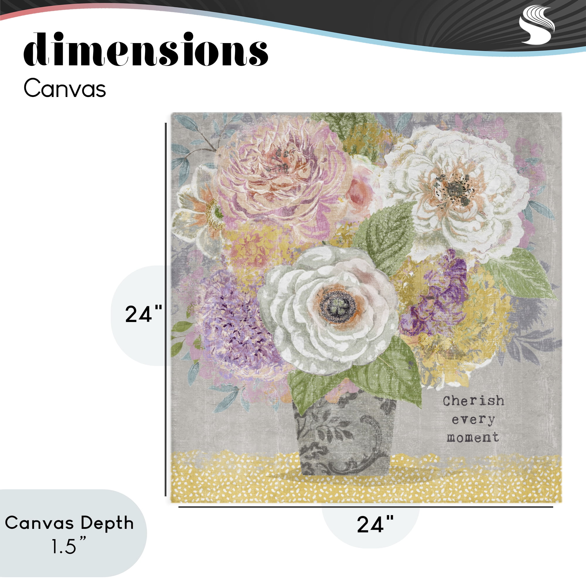 Stupell Industries Cherish Every Moment Inspiration Canvas Wall Art, design by Suzanne Nicoll