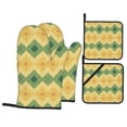 thumbnail image 1 of YFYANG Oven Mitts and Pot Holders Sets 4 Pieces, Non-Slip Heat Resistant Stylish Geometric Stripes Kitchen Glove Pot Mat for Cooking and Baking, 1 of 8