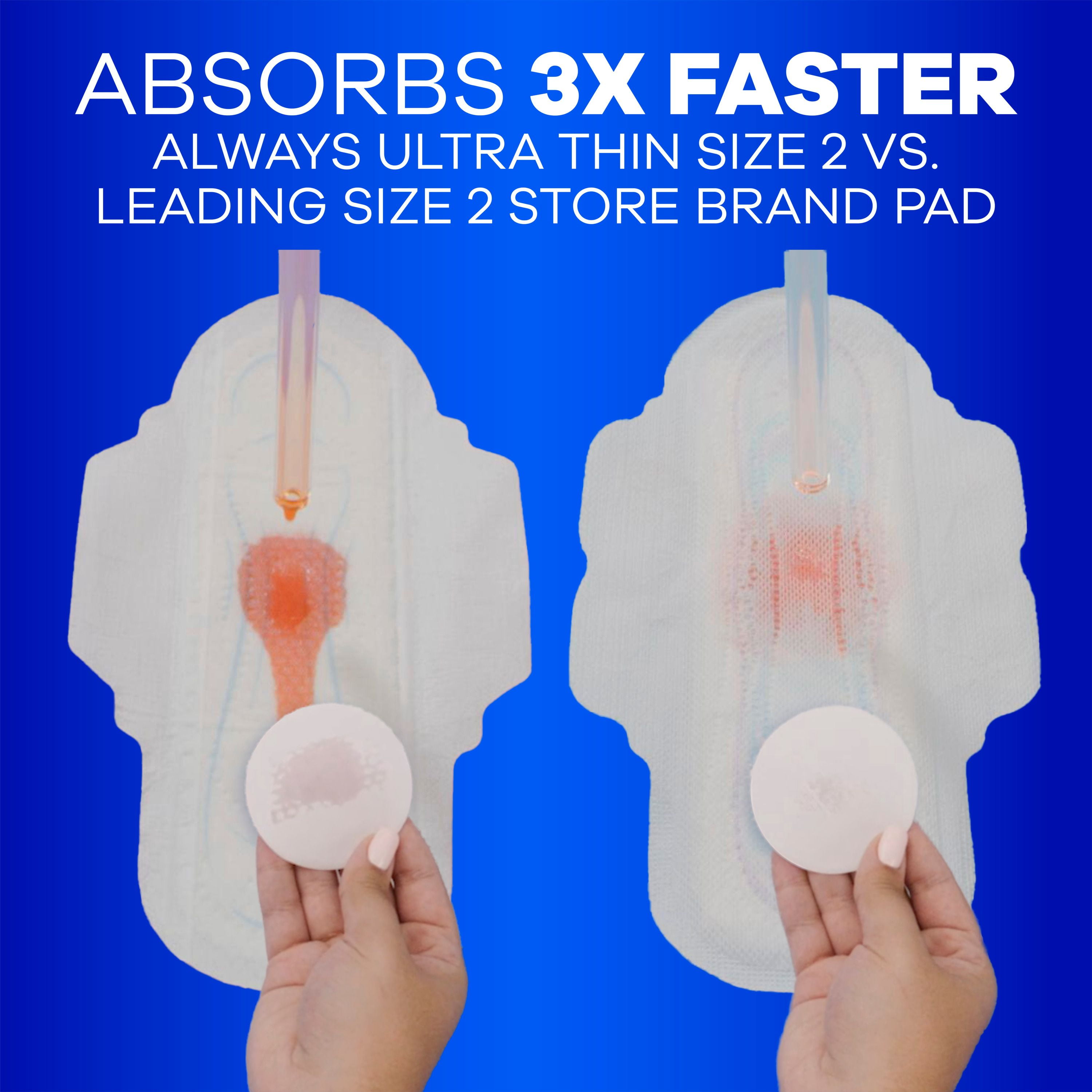 Always Ultra Thin Feminine Pads with Wings for Women, Size 2, Long Super Absorbency, Unscented, 32 Count