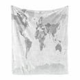 thumbnail image 1 of Grey Soft Flannel Fleece Blanket, Detailed World Map with All Countries Major Capital Cities Universe Earth Continents, Cozy Plush for Indoor and Outdoor Use, 50" x 70", White Grey, by Ambesonne, 1 of 6
