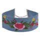 thumbnail image 1 of Collar gargantilla retro de mezclilla con bordado de flores estilo punk gótico para mujer Azul, 1 of 9