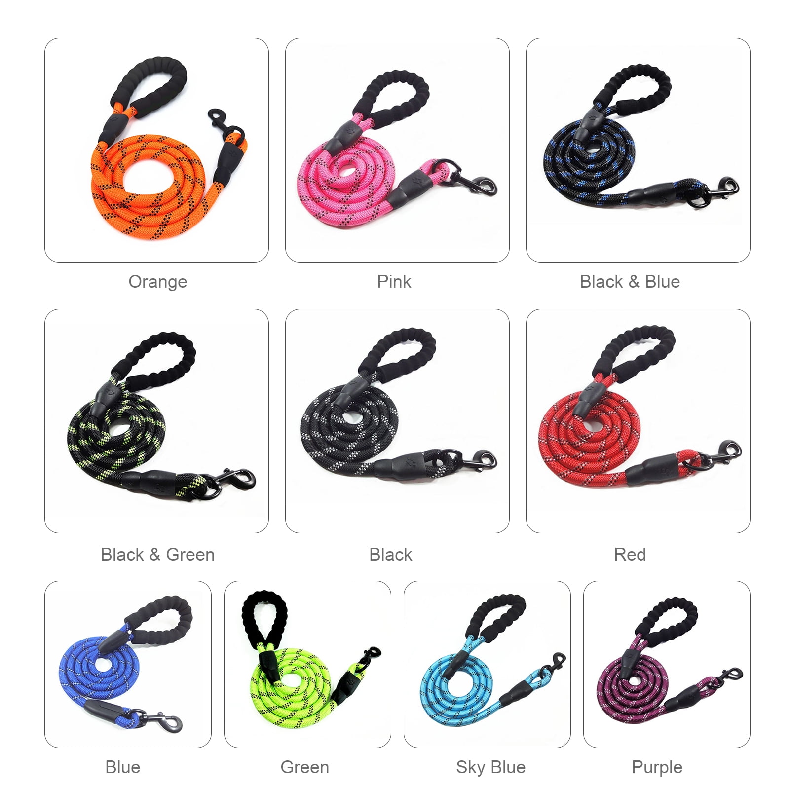 Leash 5ft Reflective Dog Leash Strong Dog Leash with Comfortable Padded Handle Traction Rolled Dog Leads Anti-Slip Handle Dog Leash Rope for Large and Medium Pets