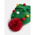 thumbnail image 4 of Holiday Time Women's Tinsel Pom Pom Beanie Hat, Green, 4 of 4