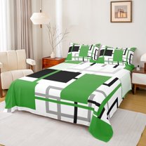 Manfei Western Artwork Twin Sheet Sets for Adult, Vintage Oil Printing Twin Fitted Sheet, Green Grey Watercolor Flat Sheet, Breathable Home Decor, 3pcs