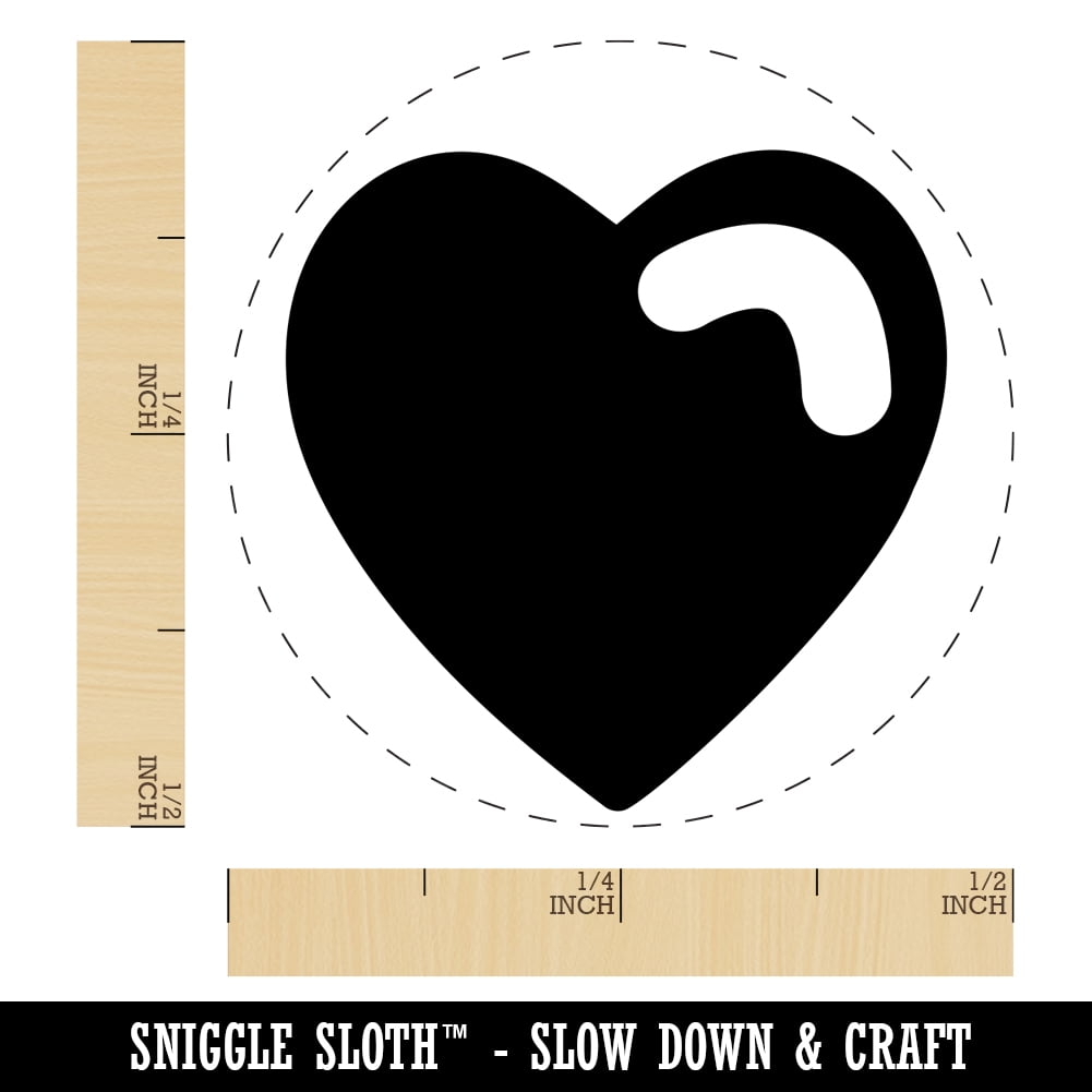 Heart with Swoop Self-Inking Rubber Stamp Ink Stamper - Dry Pad (No Ink) - Mini 1/2 Inch