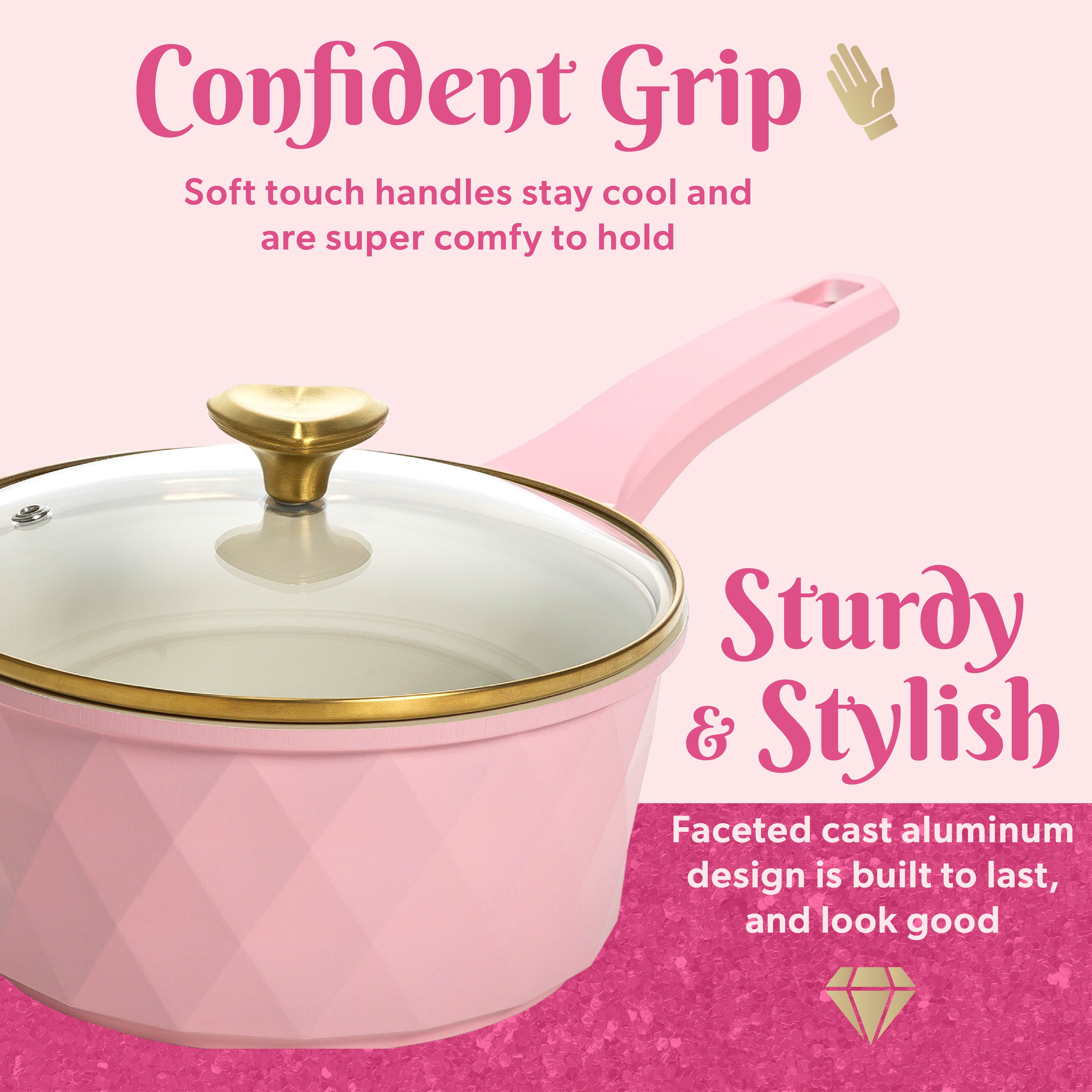 Paris Hilton 10pc Diamond Cookware Set Pink