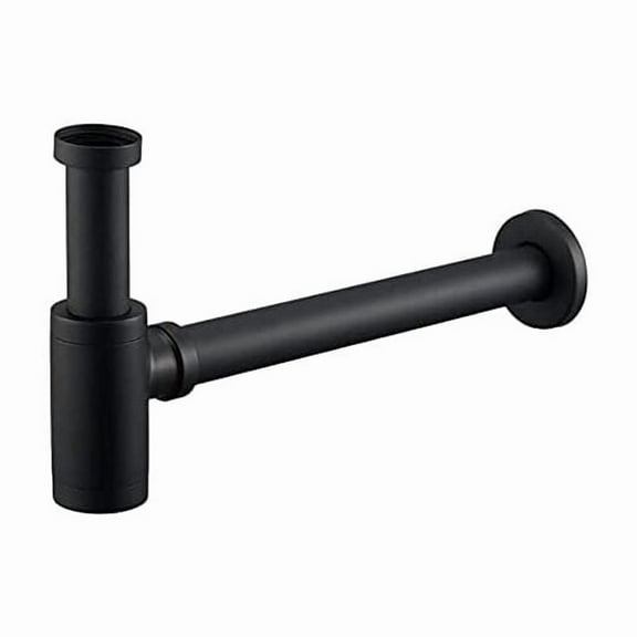 Universal Black Sink Trap Tube Sink Trap Stainless Steel Siphon 1 1/4 x 32mm Bathroom Sink Trap Metal Tube Trap Adjustable Sink Trap Anti Odor