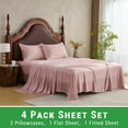 thumbnail image 3 of Gogreen 4PC Bamboo Queen Sheet Set, Deep Pocket Fit 16", Breathable Super Soft Luxury Hotel Style Home Decor Queen Size Sheet Set, Gift for Women, Men - 2 Pillowcases, 1 Flat Sheet, 1 Fitted Sheet, 3 of 9