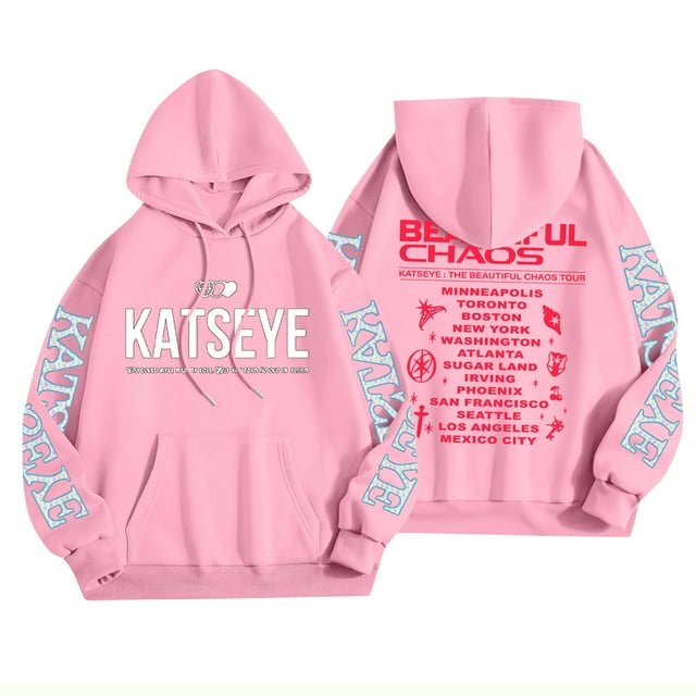 KATSEYE Chandail à Capuchon Unisexe KATSEYE Manches Longues Imprimé KATSEYE Tour Villes Graphique KATSEYE Mode Urbaine Décontracté Chandail à Capuche