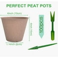 thumbnail image 6 of 100 Pcs 4” Peat Pots with 100 Pcs Plant Labels, Biodegradable Pots for Seedlings with Drainage Holes, 2 Transplant Tools, MQINGHOS Garden Plant Nursery Pots Seed Starting Trays, 6 of 7