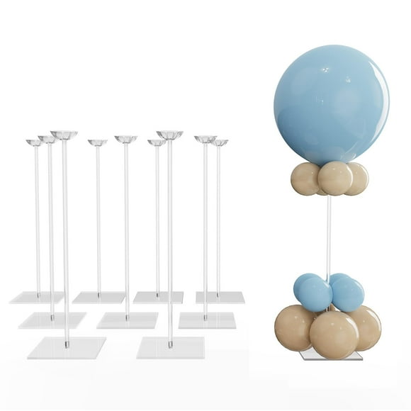 YALLOVE Clear Acrylic Tabletop Balloon Stand Kit, 23.6 Inch 10 Pack Balloon Stick Holder with Base for Centerpiece Party Decoration (Balloons Not Included)