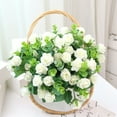 thumbnail image 1 of Happy Date 5-Forks Artificial Roses Flowers Arrangement Silk Bouquet Glorious Moral for Home Office Parties and Wedding Decoration, 1 of 9