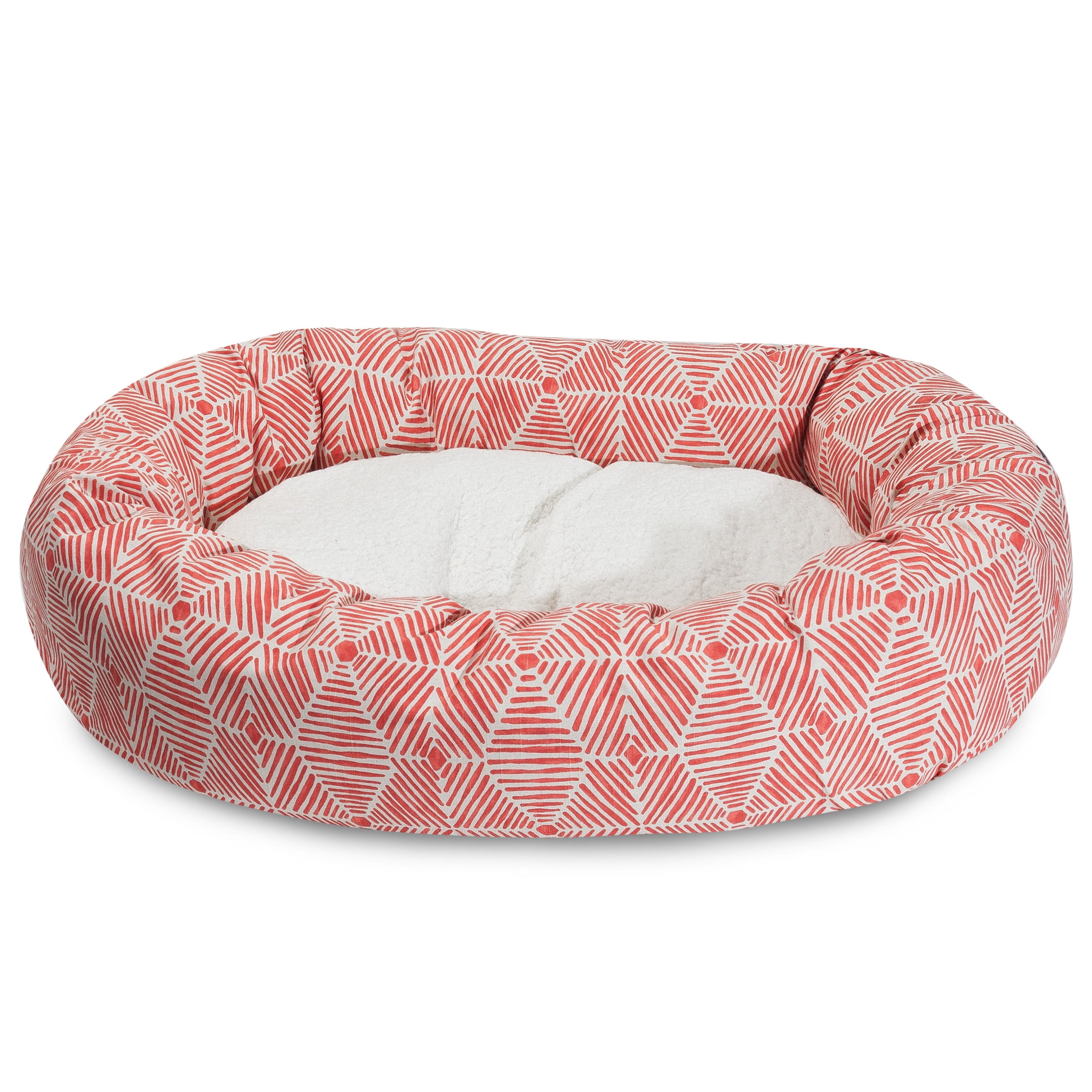Majestic Pet Sherpa Charlie Bagel Pet Bed for Dogs, Calming Dog Bed Washable, Medium, Salmon