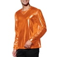 thumbnail image 4 of CAMISETAS DE HOMBRE INSPIRE CHIC Cuello Redondo Manga Larga Top Brillante XL Naranja, 4 of 7