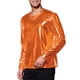 thumbnail image 4 of Camisetas de hombre Inspire Chic de cuello redondo de manga larga brillante 2XL naranja, 4 of 7