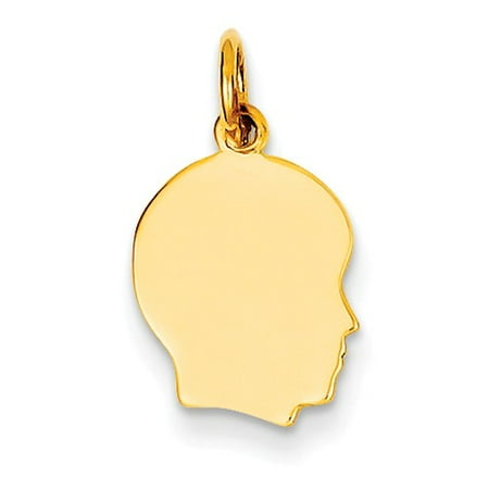 14k Yellow Gold Small 0.013 Ga. Facing Right Engravable Boy Head Charm Pendant
