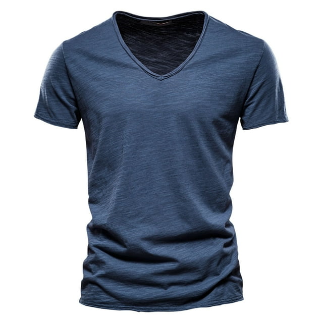 T-shirts pour Hommes Stylés Décontractés Couleur Unie Col en V Manches Courtes T-Shirt pour Hommes - Mode pour Votre Garde-Robe - Port Confortable et Polyvalent
