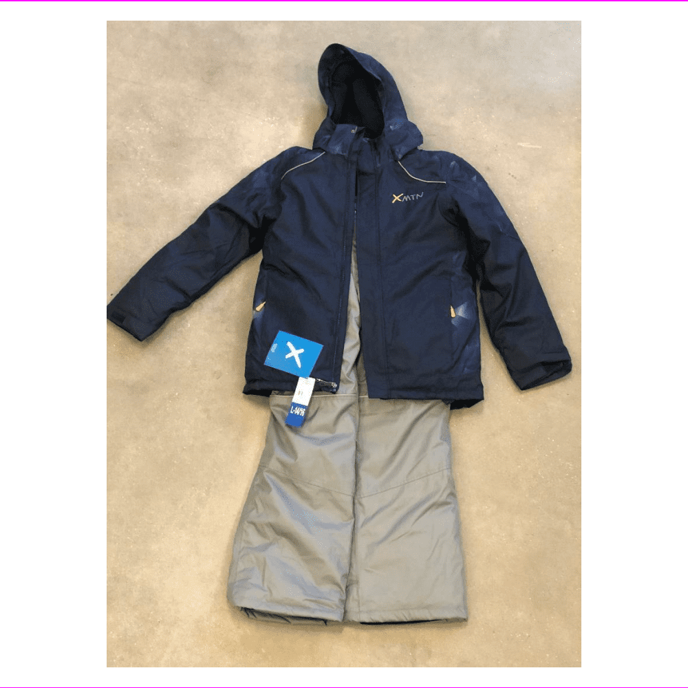 XMTN 2 Piece Snow Suit Bibs Pants Ski Jacket Navy Blue Geo Size S 7/8 ...