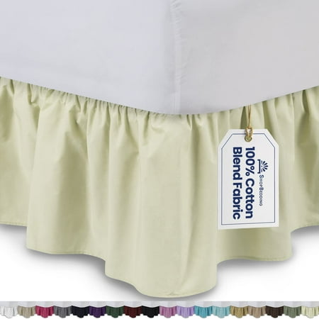 Ruffled Bed Skirt (Twin XL  Bone) 14 inch Drop Dust Ruffle with Platform  Poly/Cotton Fabric  Available in All Bed Sizes and 14 Colors - Blissford