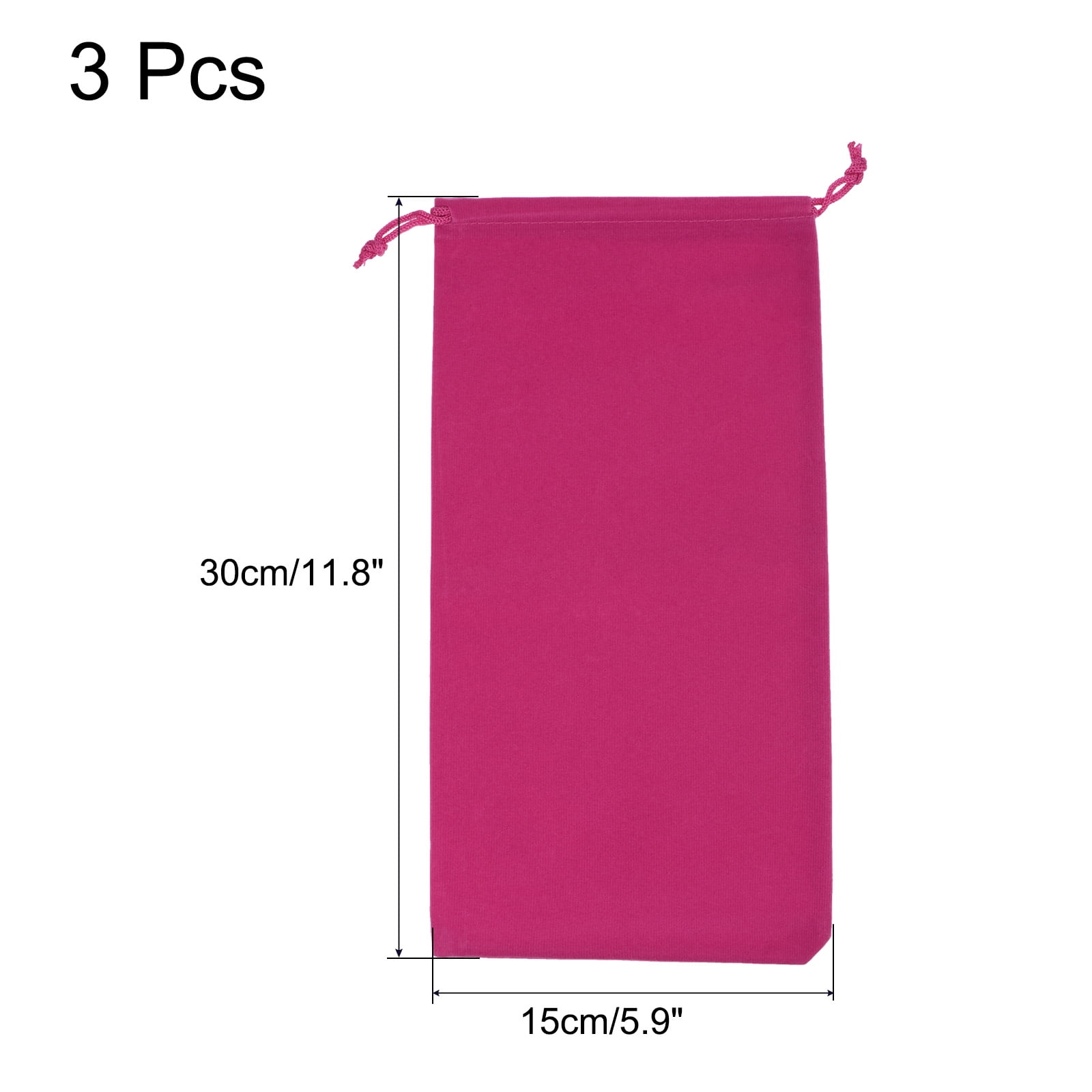 Unique Bargains Microfiber Pouch Soft Storage Drawstring Gift Bag Rose Red 15x30