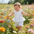 thumbnail image 6 of FASHOFT Baby Girl Summer Outfit Cute Floral Print Bow Sleeveless Tops Ruffle Shorts 2 Piece Outfits Set Toddler Shrit Shorts Princess Outfit White 3-4 Years, 6 of 8