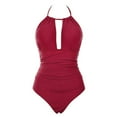 thumbnail image 3 of VerPetridure Women's One Piece Swimsuit High Neck V-Neck Monokini Tummy Control Bathing Suit for Women Summer Solid Sexy Swimwear, 3 of 4