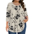 thumbnail image 2 of YLHFASHION T-Shirts Décontractés pour Femmes Grande Taille Manches 3/4 Col Rond Tuniques Mignonnes Basiques Blouses de Travail jusqu'à 50 % de Réduction T-shirt Manches Longues pour Femmes, 2 of 5