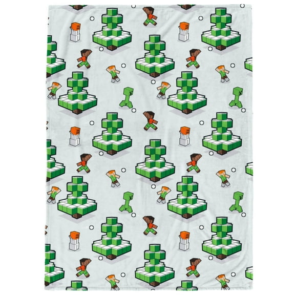 Minecraft Snowball Fight Holiday Throw Blanket, 50 x 70