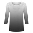 thumbnail image 4 of CYMMPU Crewneck Gradient Color 3/4 Length Sleeve Summer Fall Business Work Blouses Basic Tees Casual Dressy Tunic Tops Shirts 2025 Clothes for Women Black XXL, 4 of 5