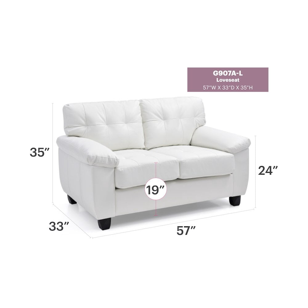 Glory Furniture Gallant Loveseat in White Color