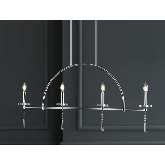 JONATHAN Y Doris 41" 4-light Linear Metal/Crystal LED Pendant, Chrome