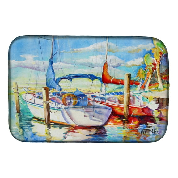 Caroline's Treasures Towering Q Sailboat Dish Drying Mat