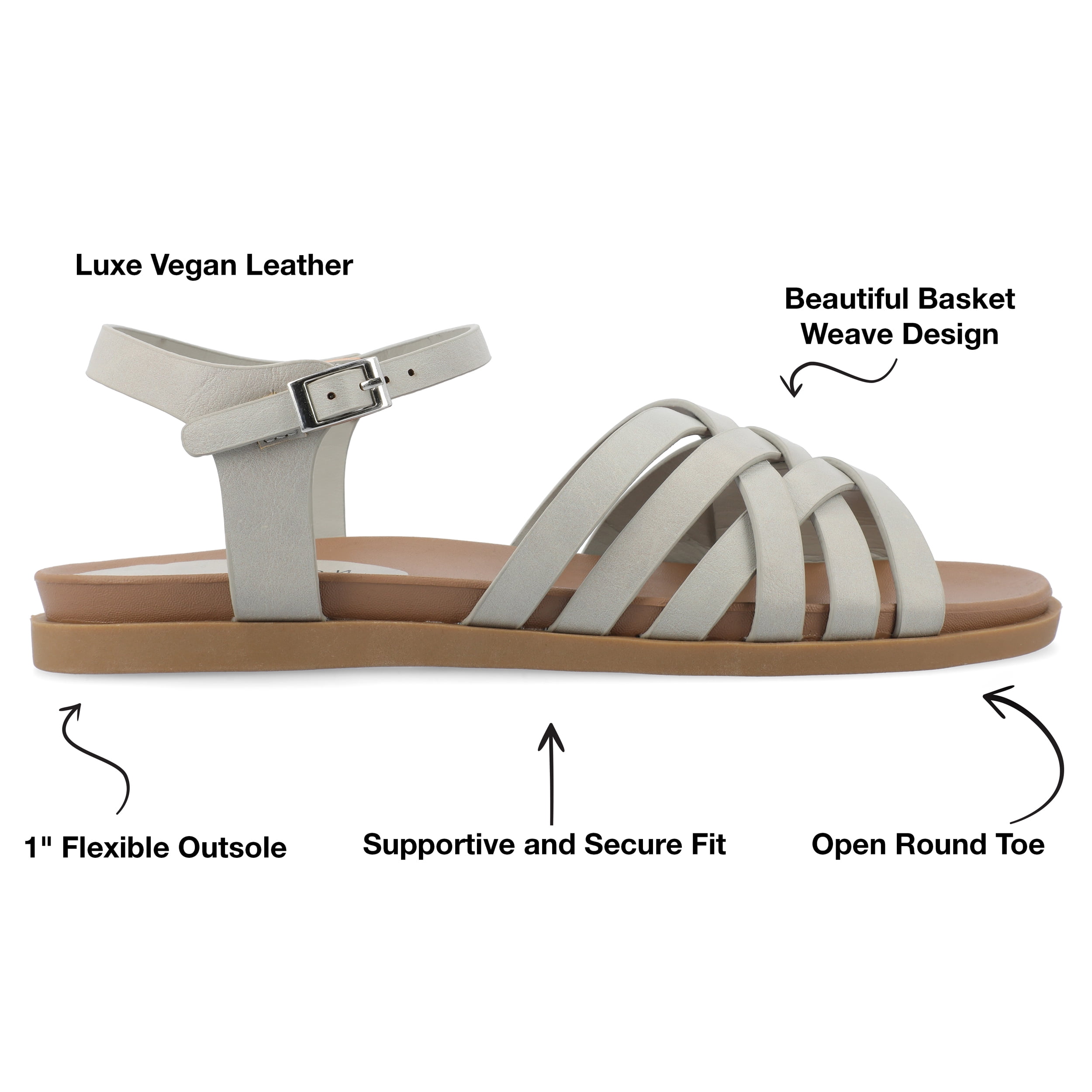 Journee Womens Kimmie Ankle Strap Flat Sandals